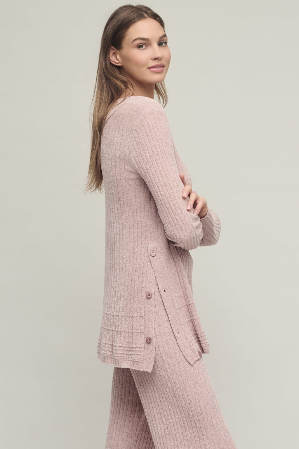 CozyChic Ultra Lite® Textured Rib Pullover with Buttons