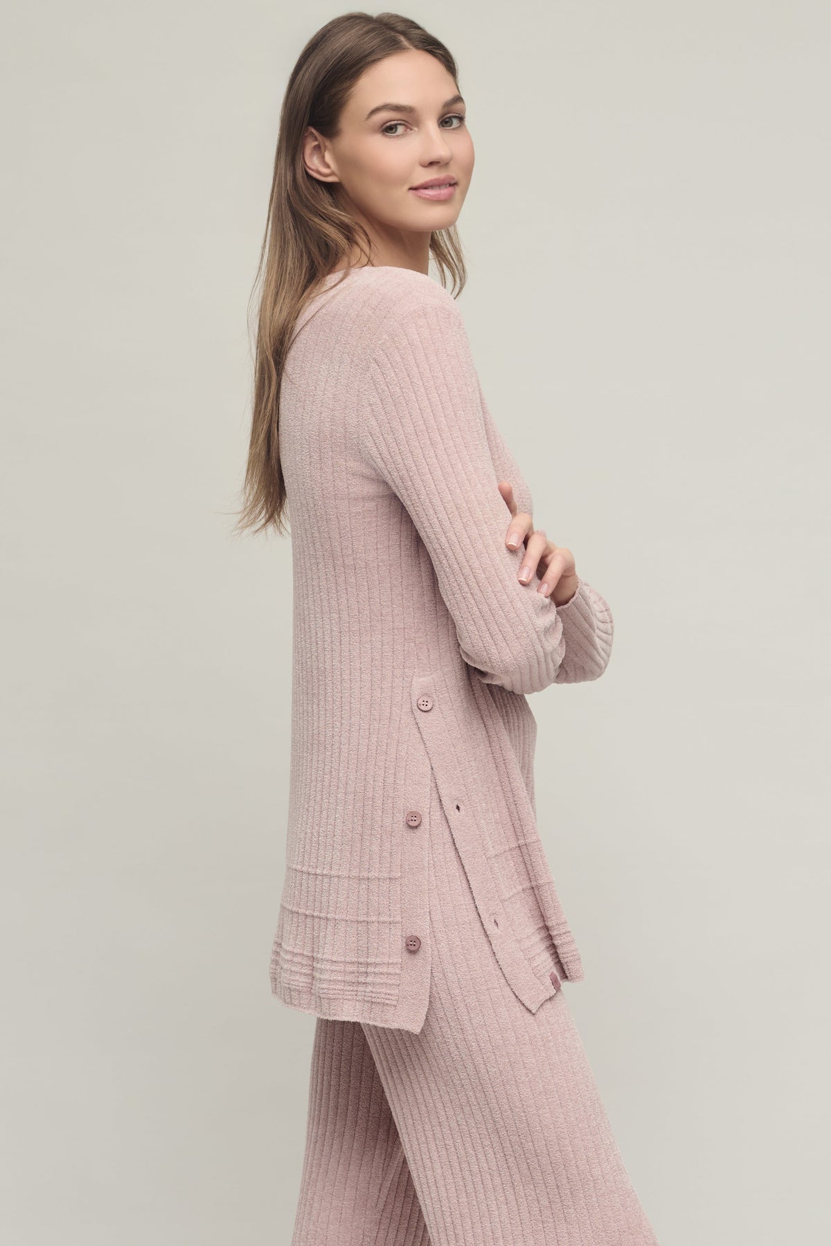 CozyChic Ultra Lite® Textured Rib Pullover with Buttons