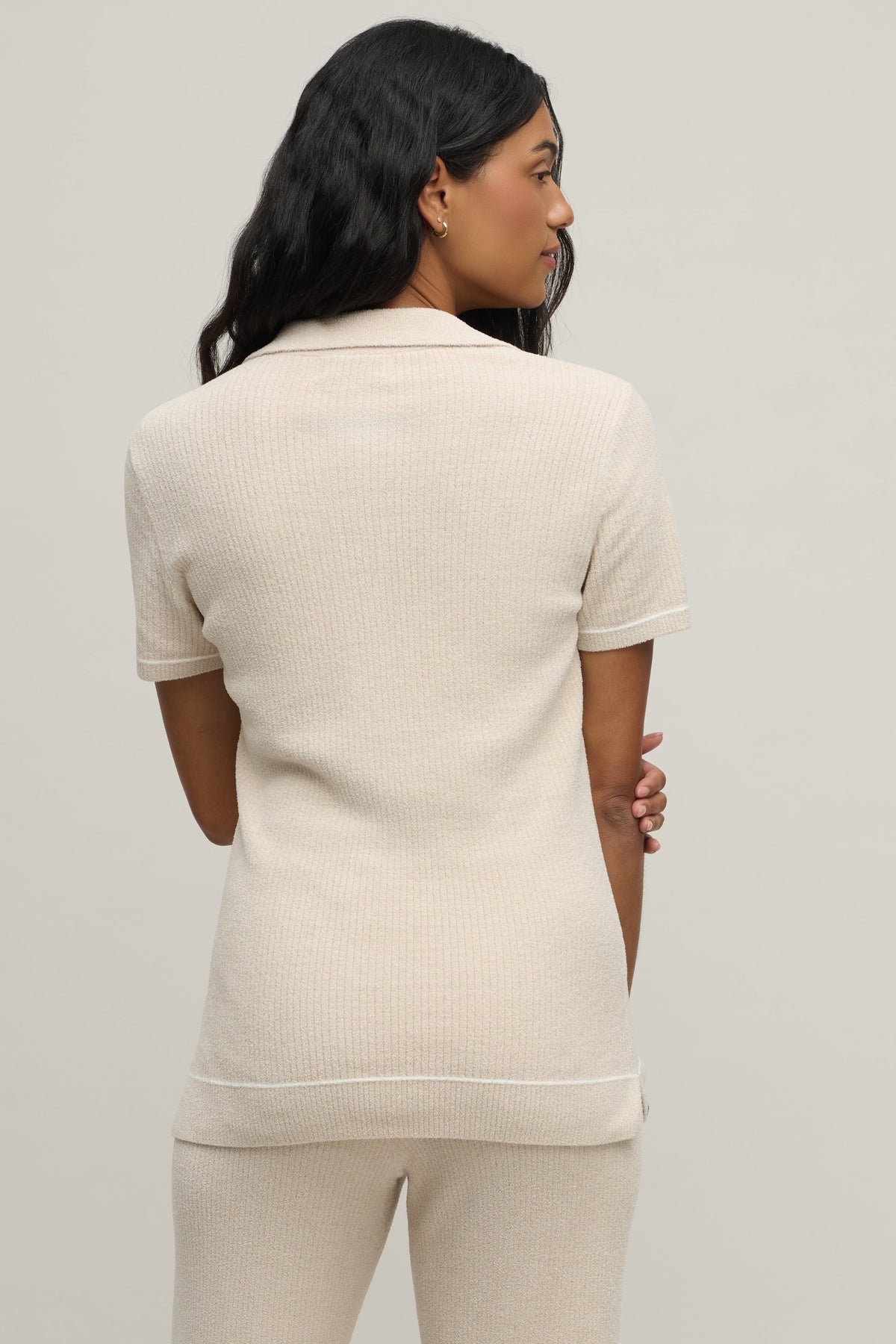 CozyChic Ultra Lite® Contrast Stripe Ribbed Collar Henley