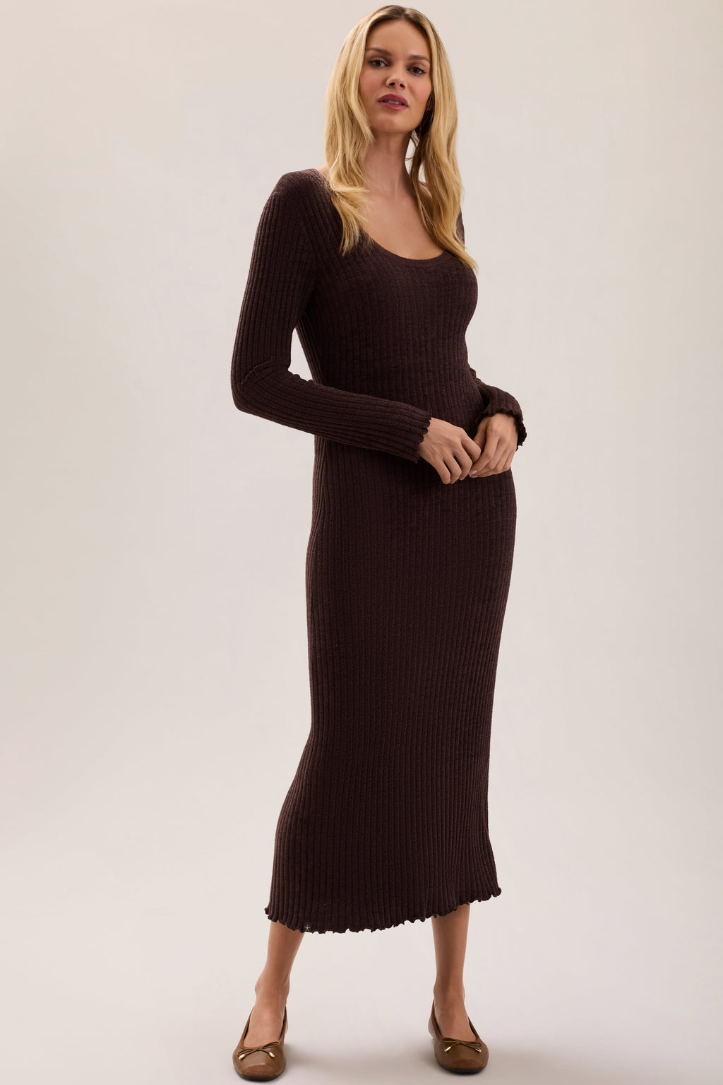 CozyChic Ultra Lite® Petal Edge Rib Midi Dress