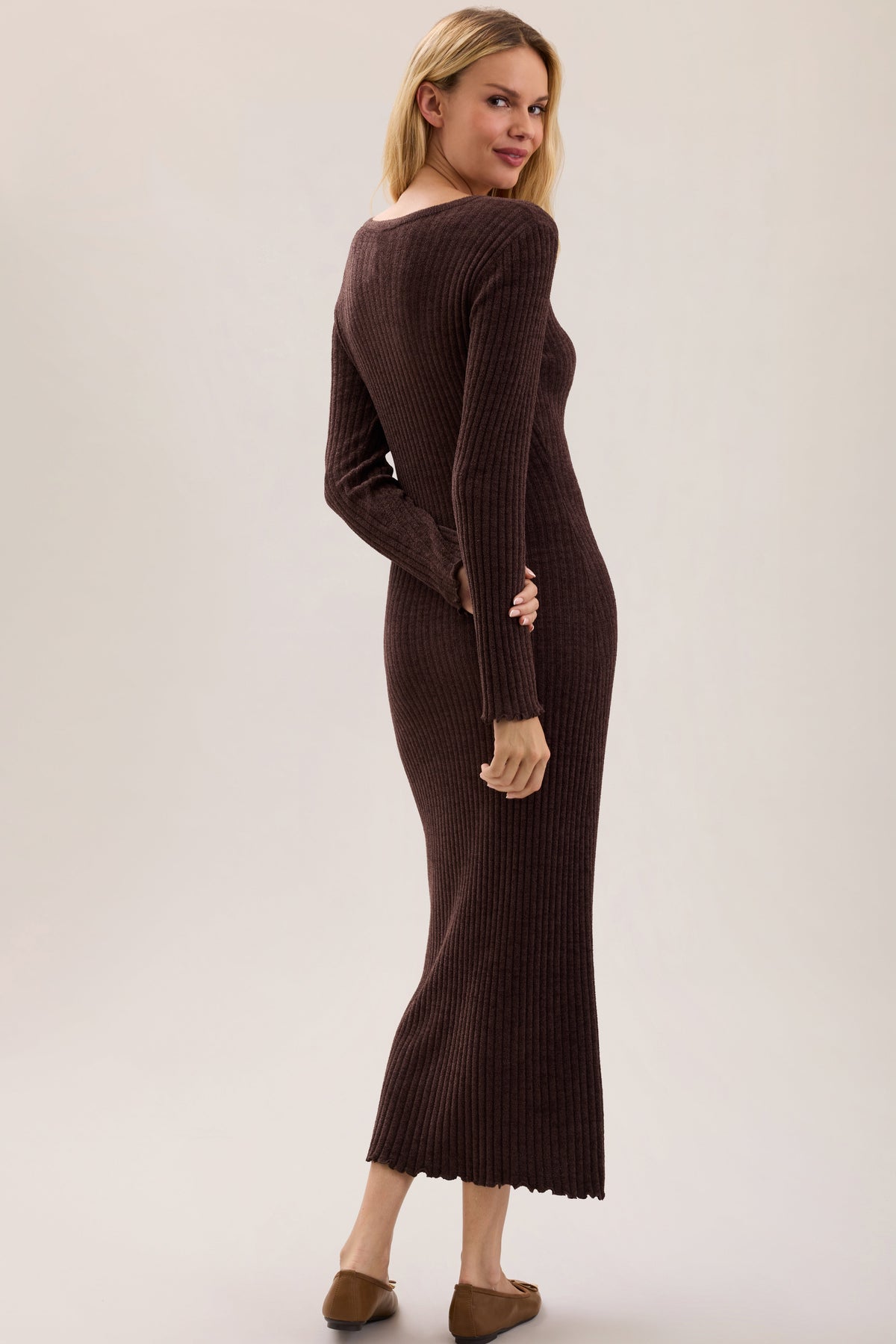 CozyChic Ultra Lite® Petal Edge Rib Midi Dress