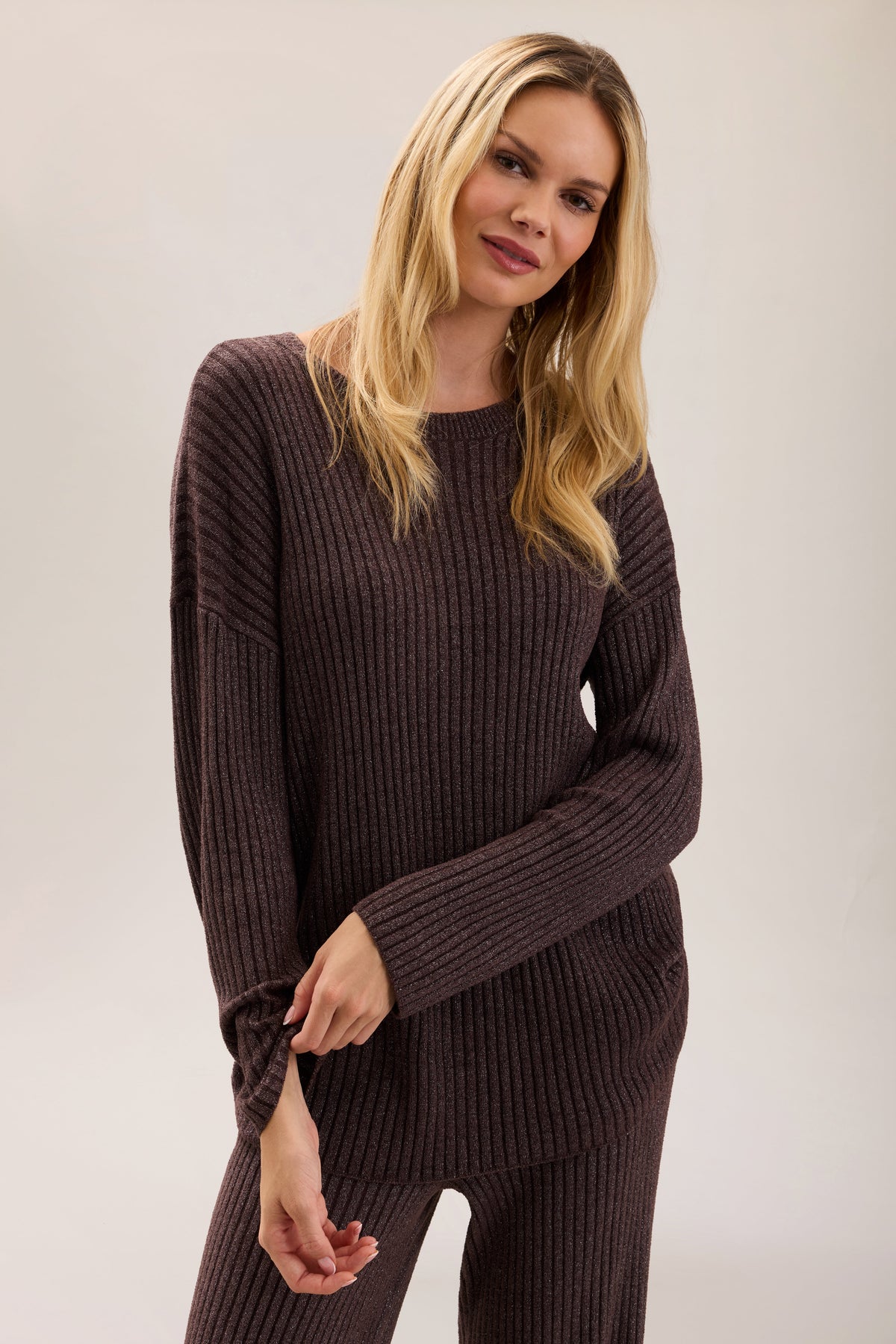 CozyChic Ultra Lite® Lurex Rib Crew Neck Tunic