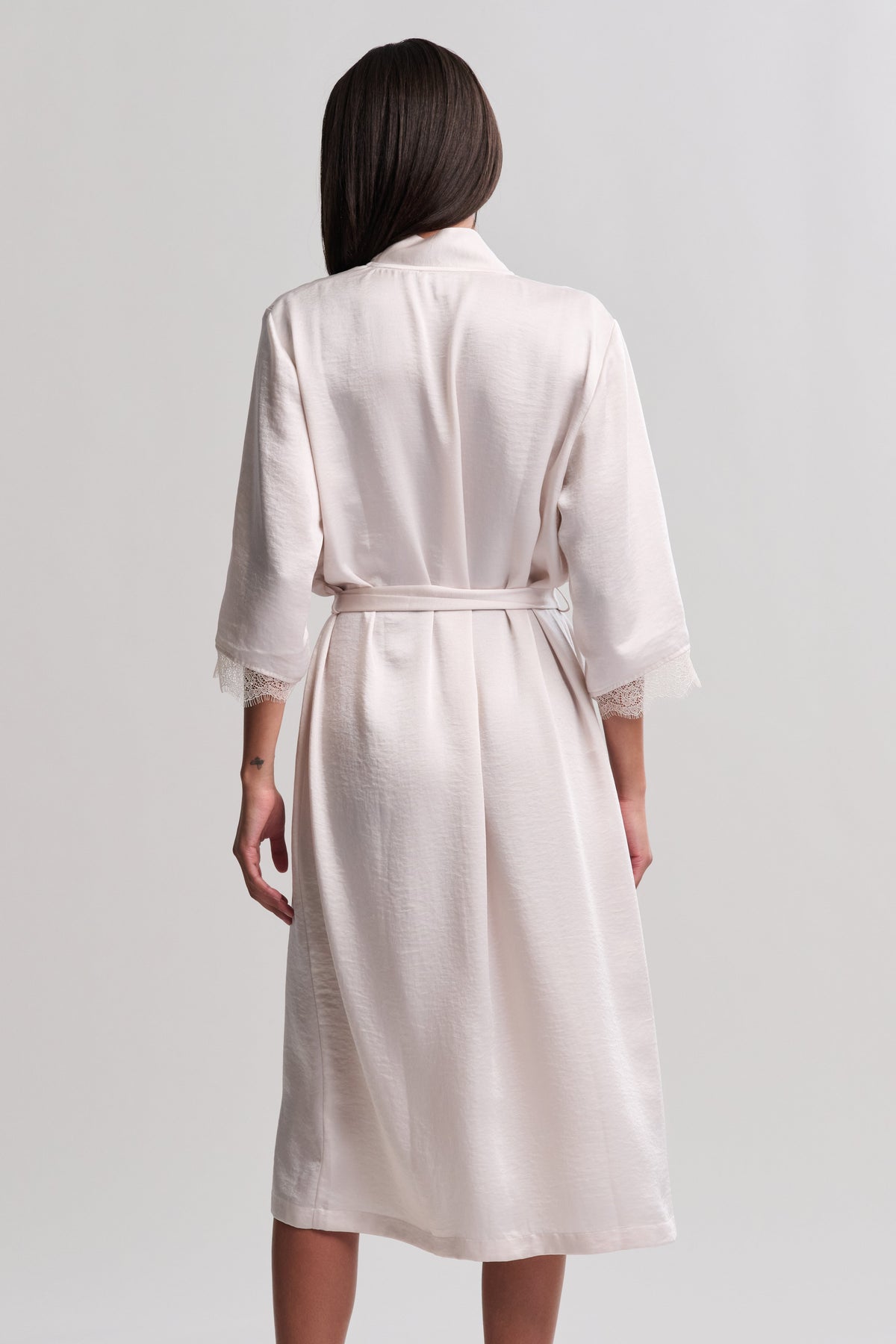 Liquid Satin Lace Kimono Robe