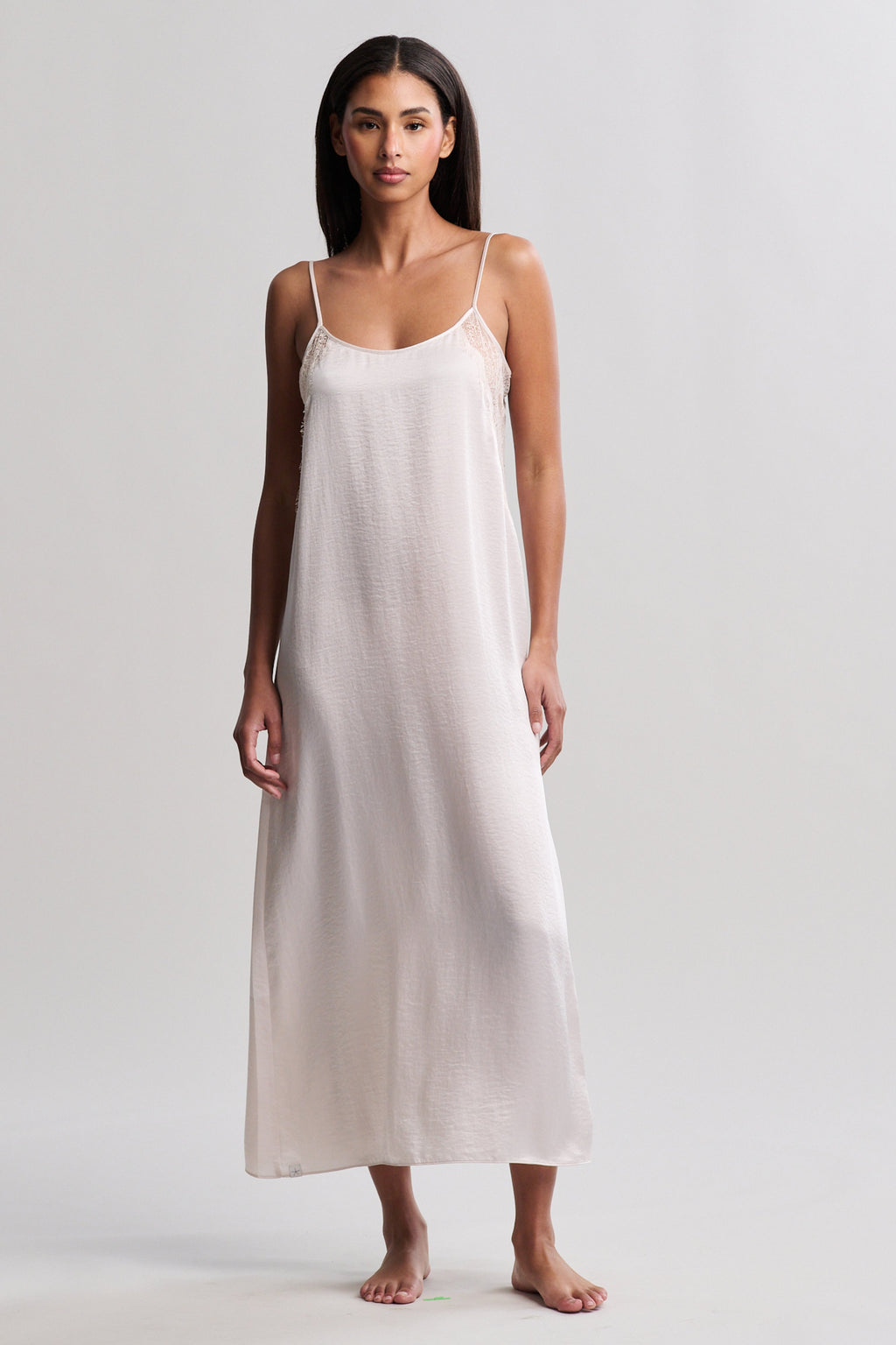 Liquid Satin Lace Slip Dress