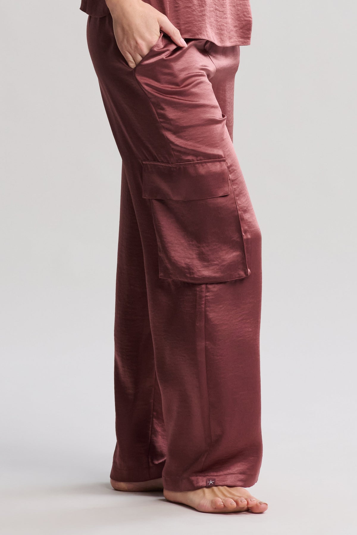 Liquid Satin Wide Leg Cargo Pant