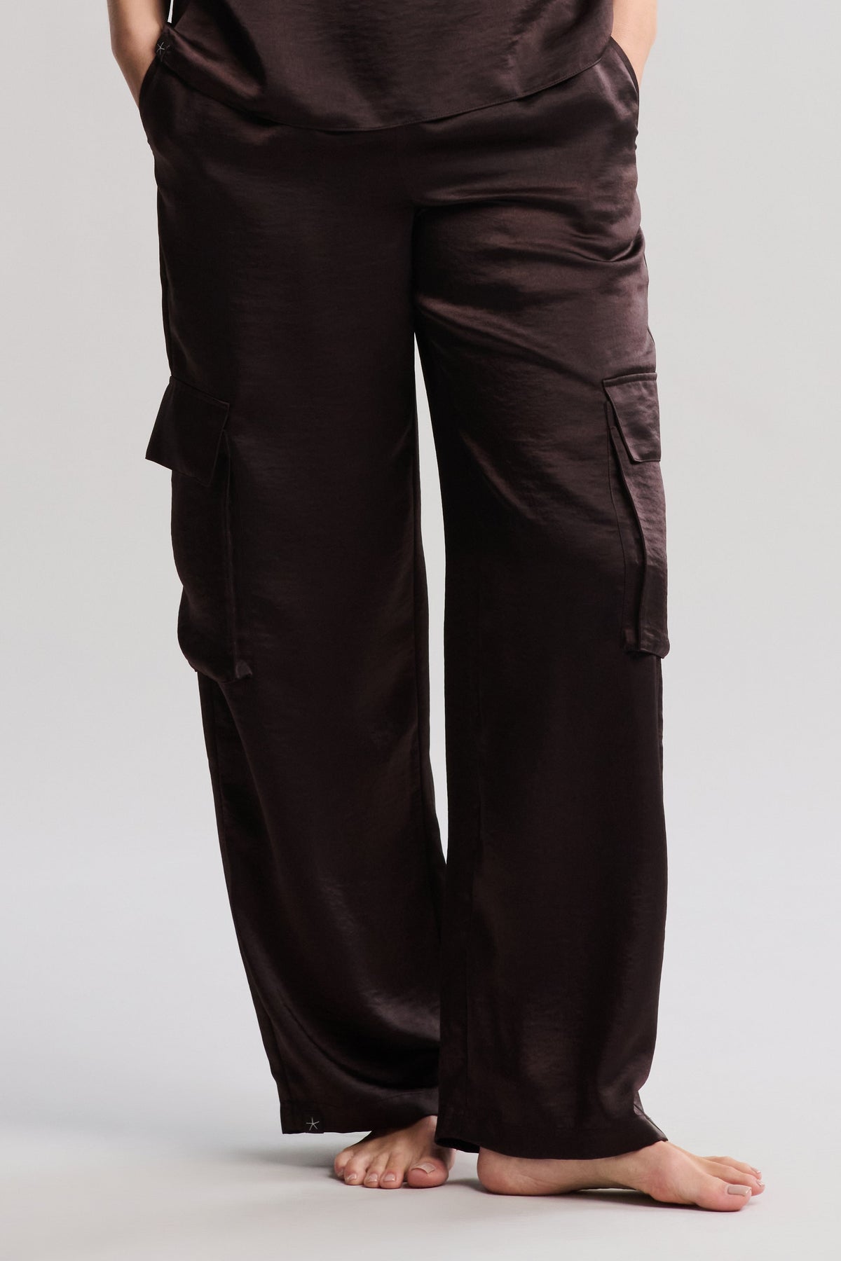 Liquid Satin Wide Leg Cargo Pant