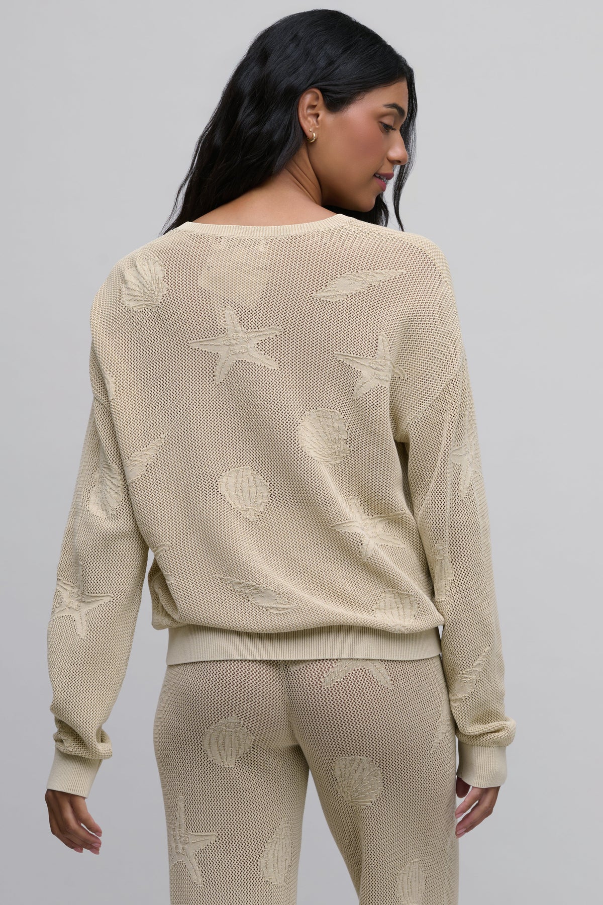 Sunbleached Shell Motif Crew Neck Pullover