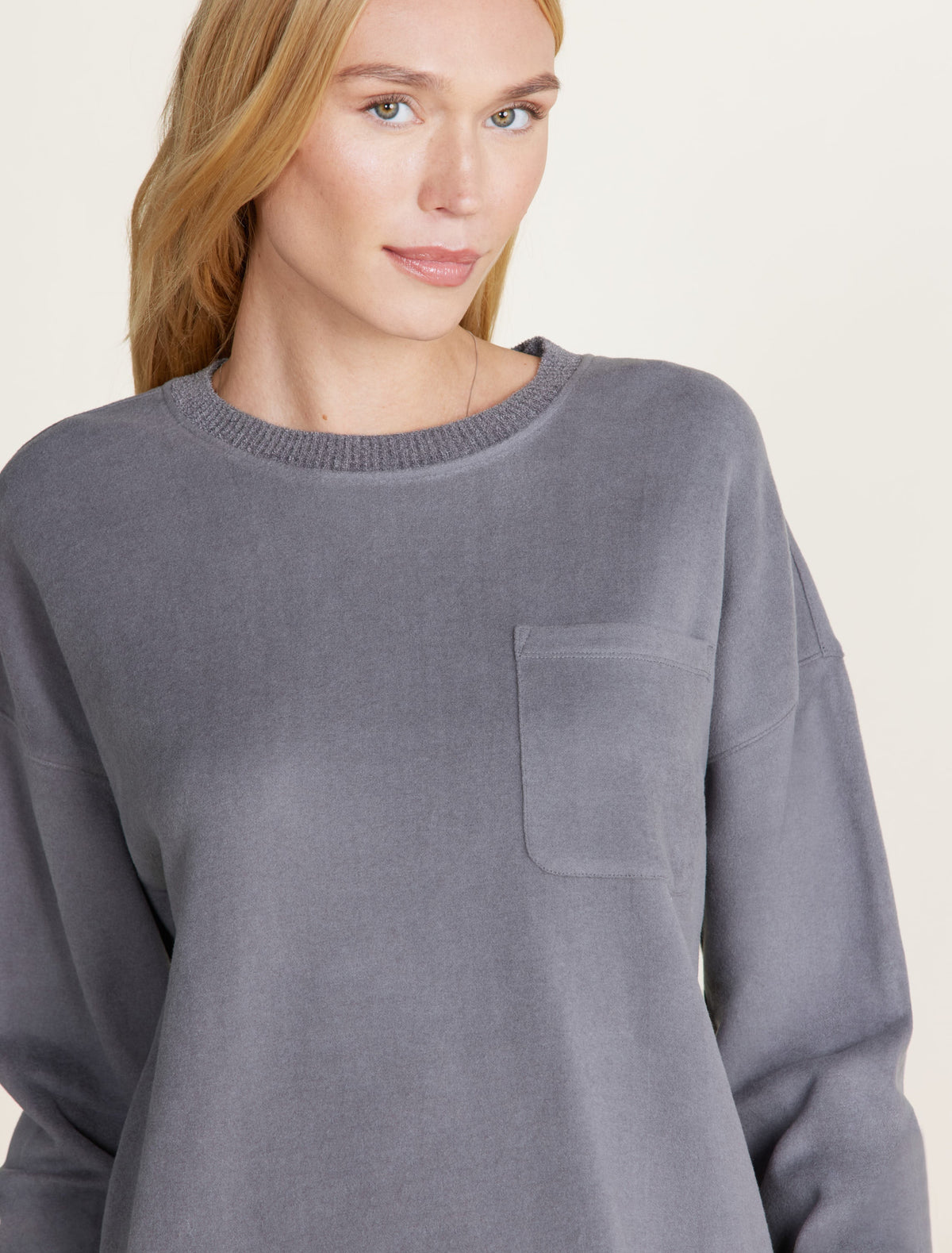 Malibu Collection® Brushed Fleece Sweater Mix Pullover