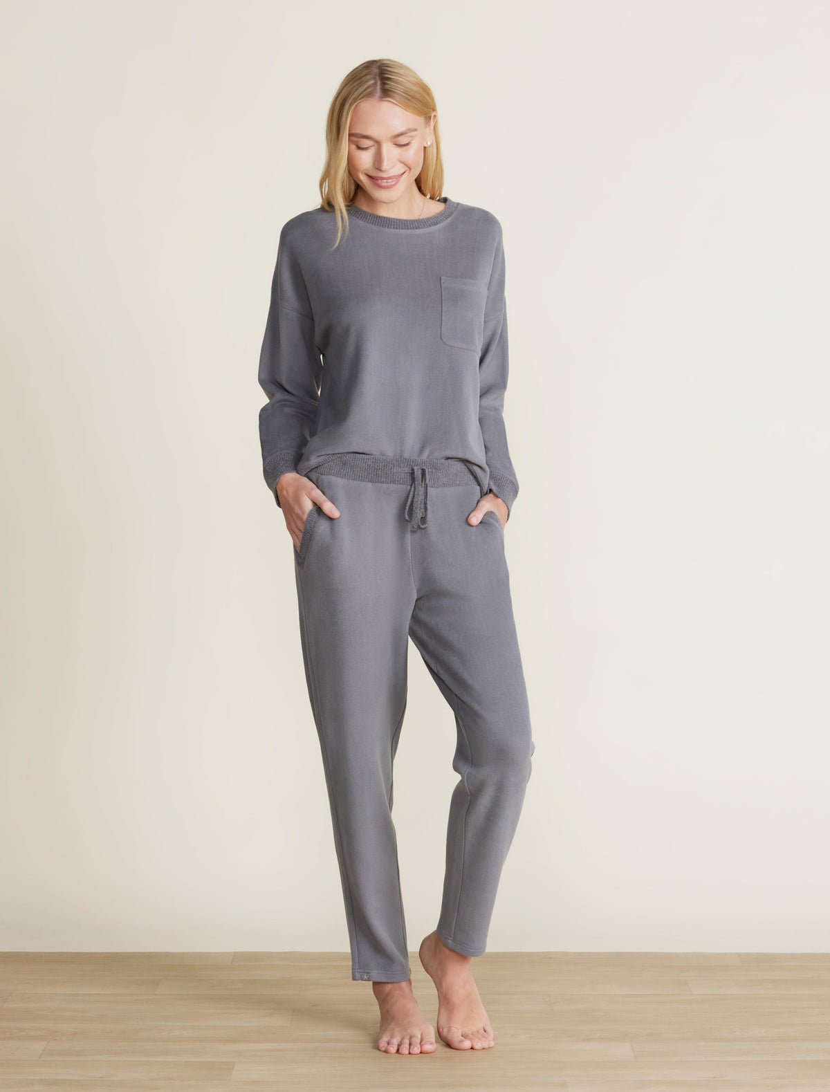 Malibu Collection® Brushed Fleece Sweater Mix Tapered Pant