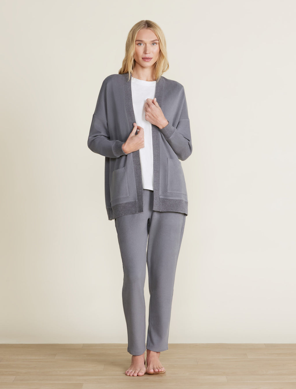 Malibu Collection® Brushed Fleece Sweater Mix Cardigan