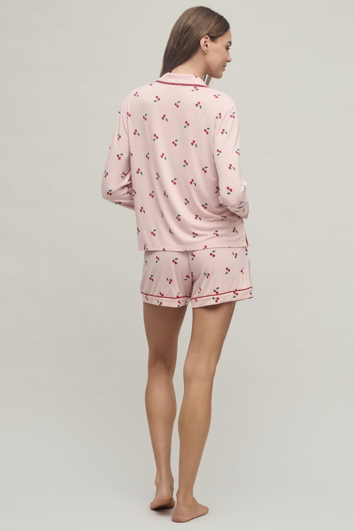 Malibu Collection® Ultra Soft Jersey Womens Cherry Print Pajama Set