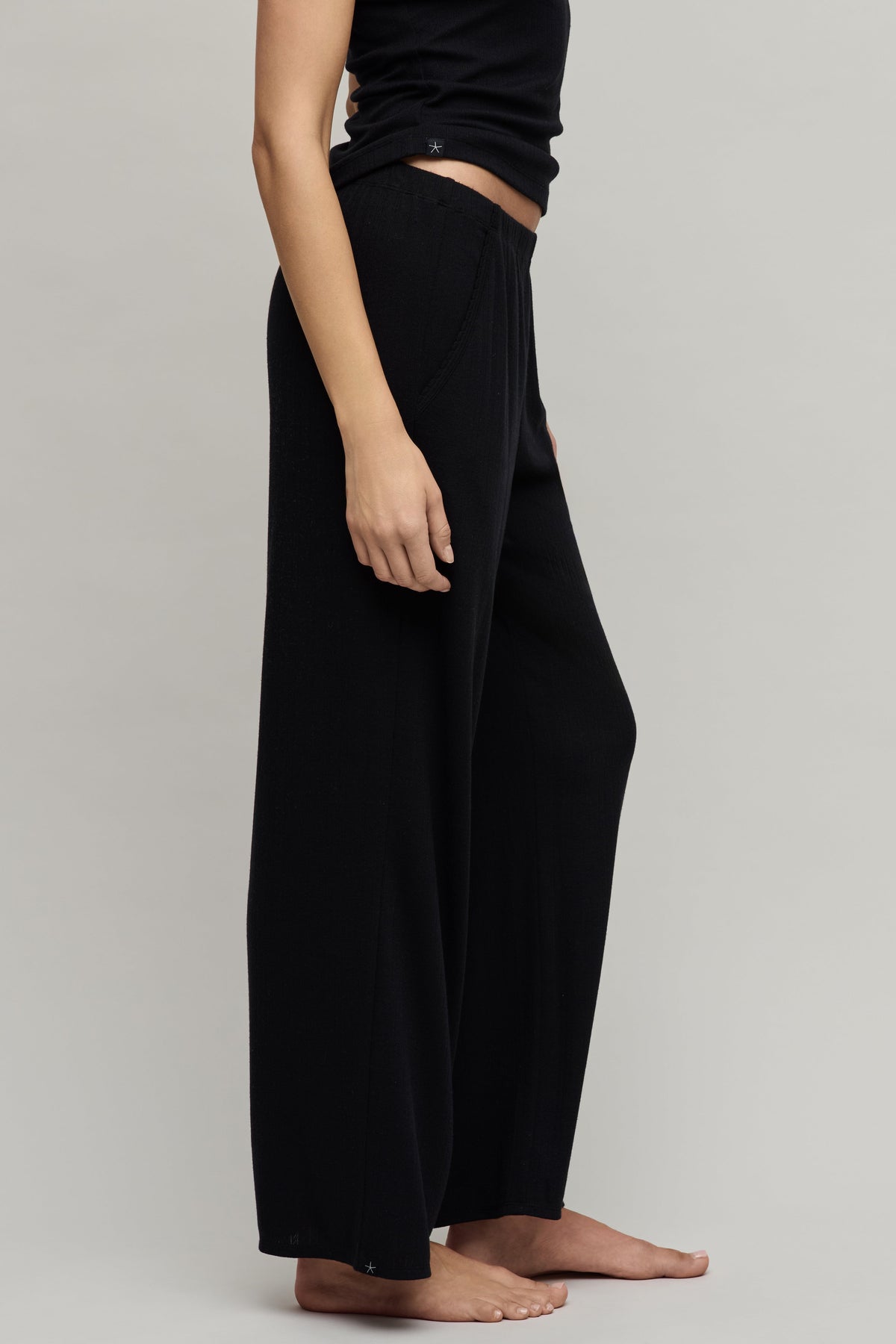 Pointelle Rib Pant with Scallop Trim