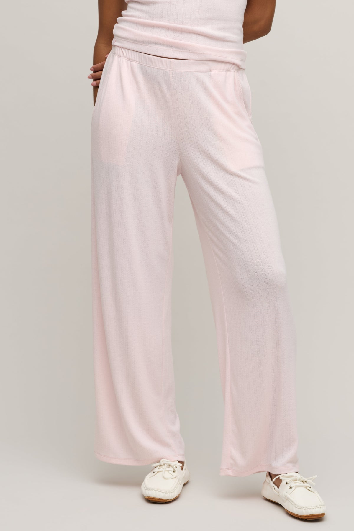 Pointelle Rib Pant with Scallop Trim