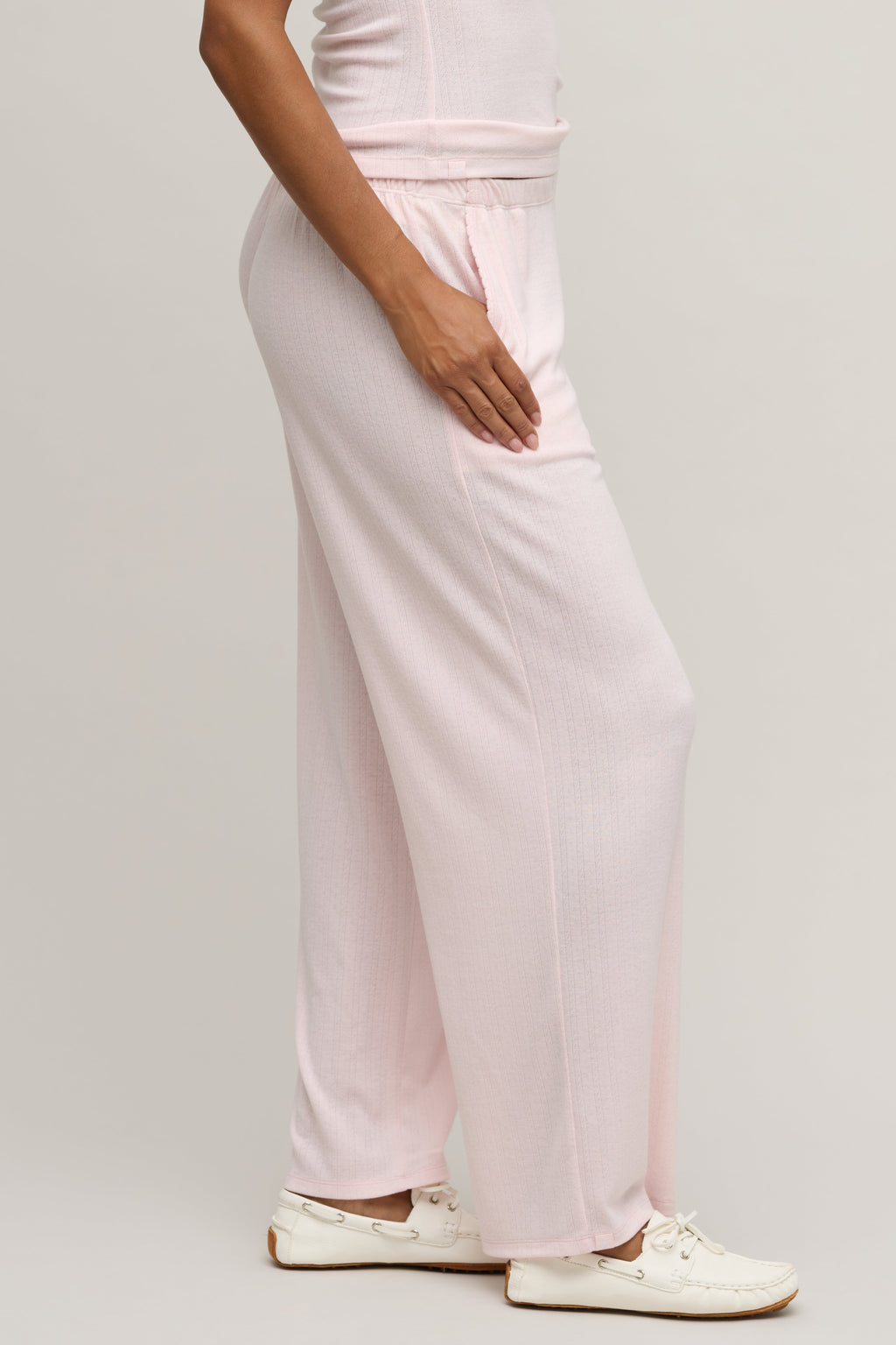 Pointelle Rib Pant with Scallop Trim