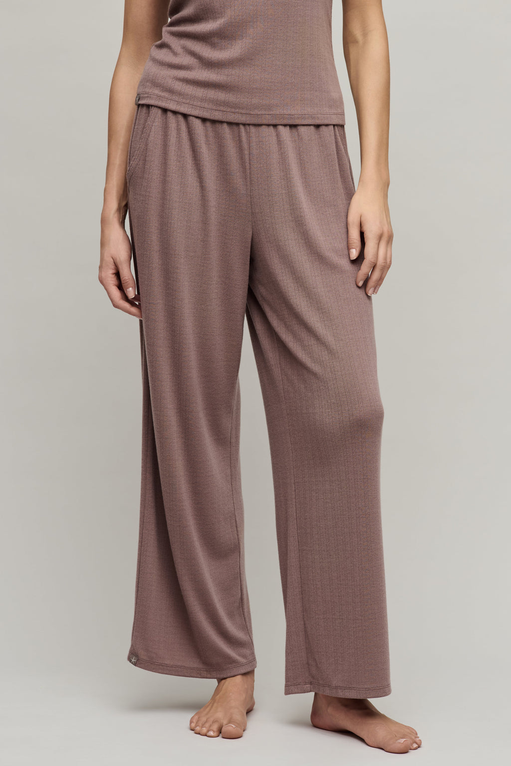 Pointelle Rib Pant with Scallop Trim
