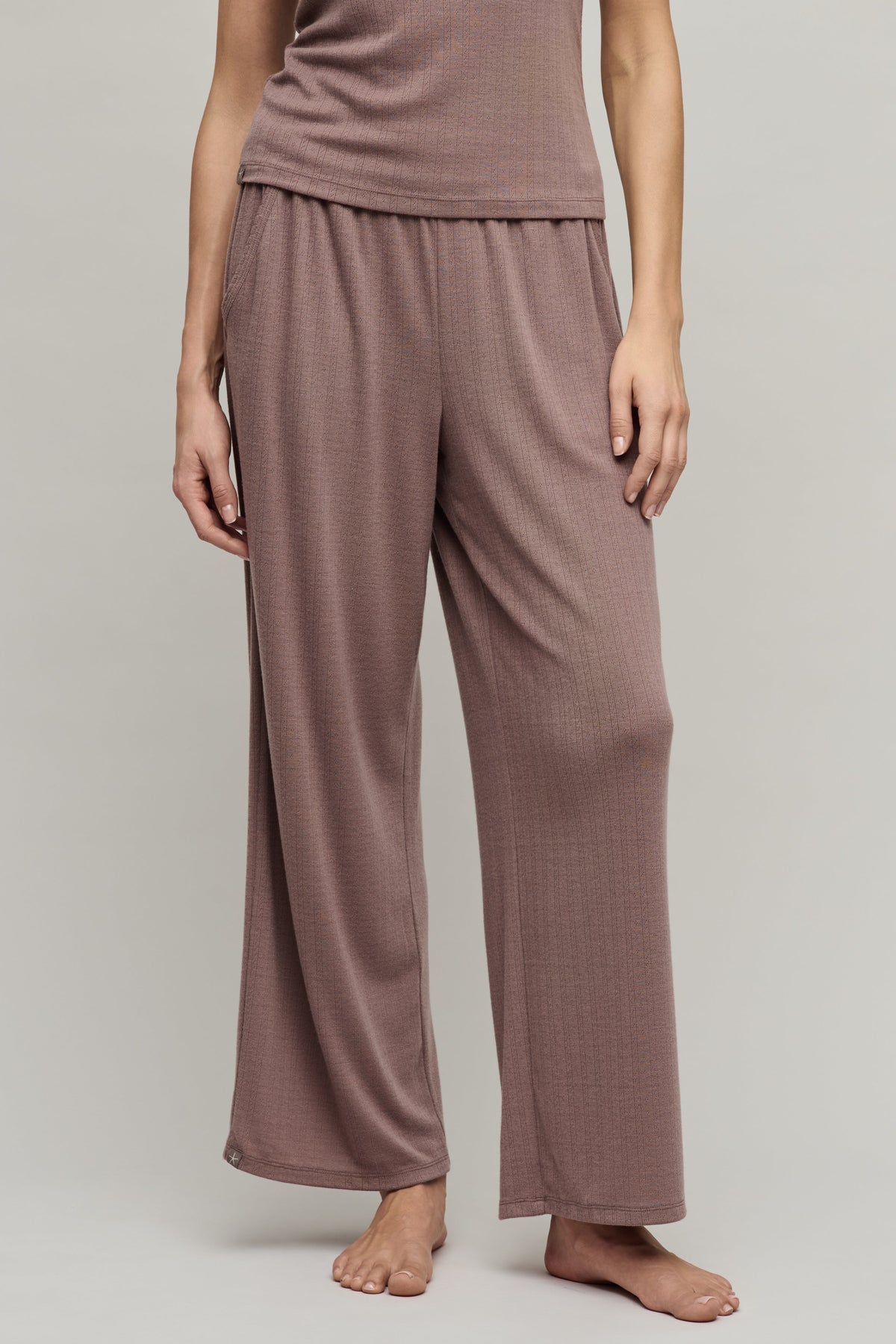 Pointelle Rib Pant with Scallop Trim