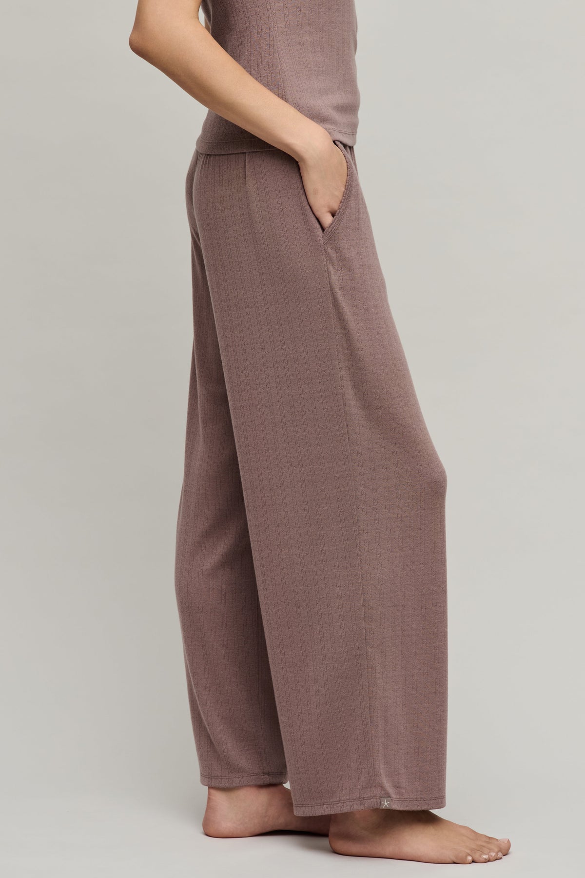 Pointelle Rib Pant with Scallop Trim