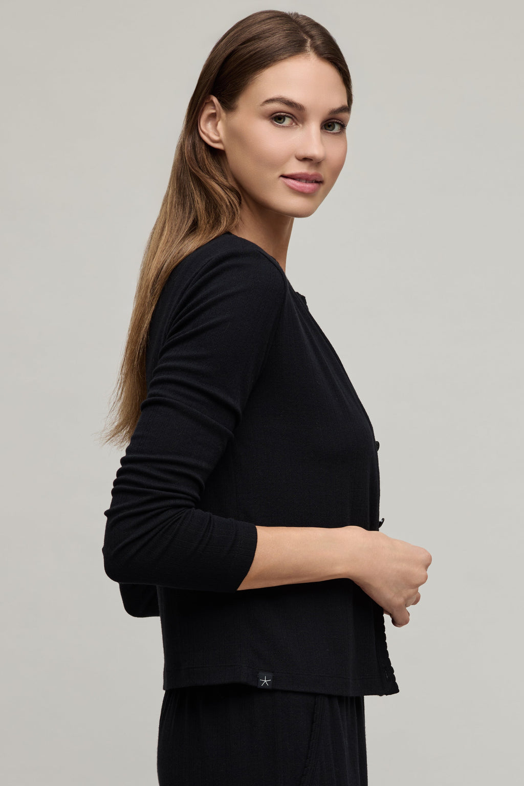 Pointelle Rib Cardigan with Scallop Trim