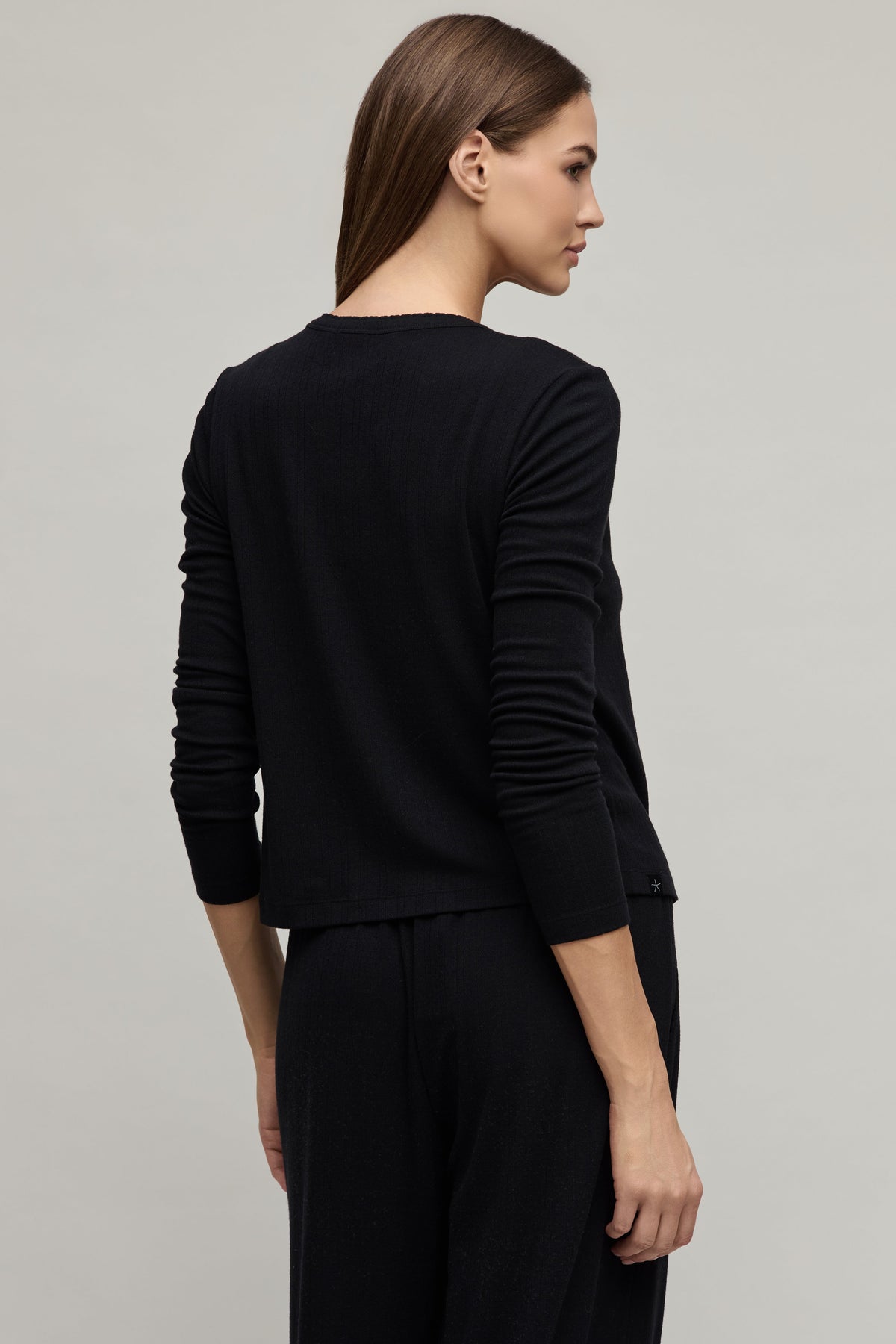 Pointelle Rib Cardigan with Scallop Trim