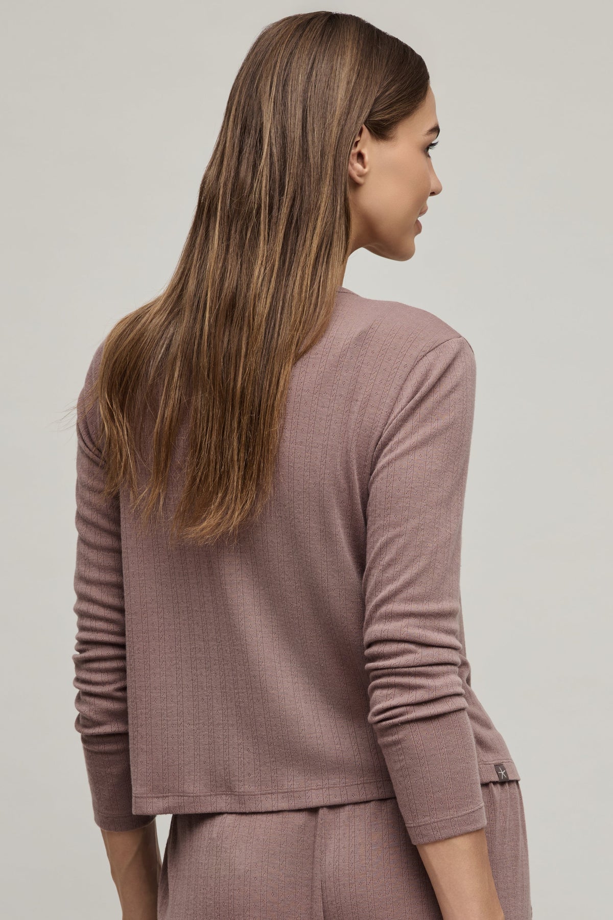 Pointelle Rib Cardigan with Scallop Trim