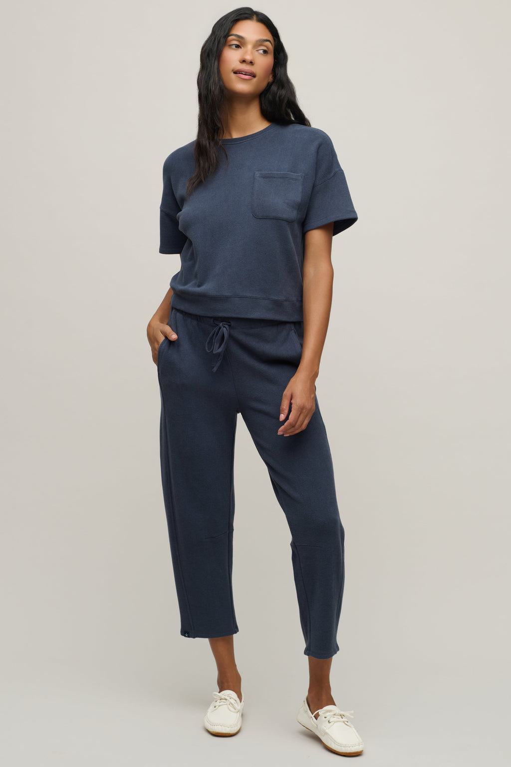Brushed Fleece Seamed Ankle Pant