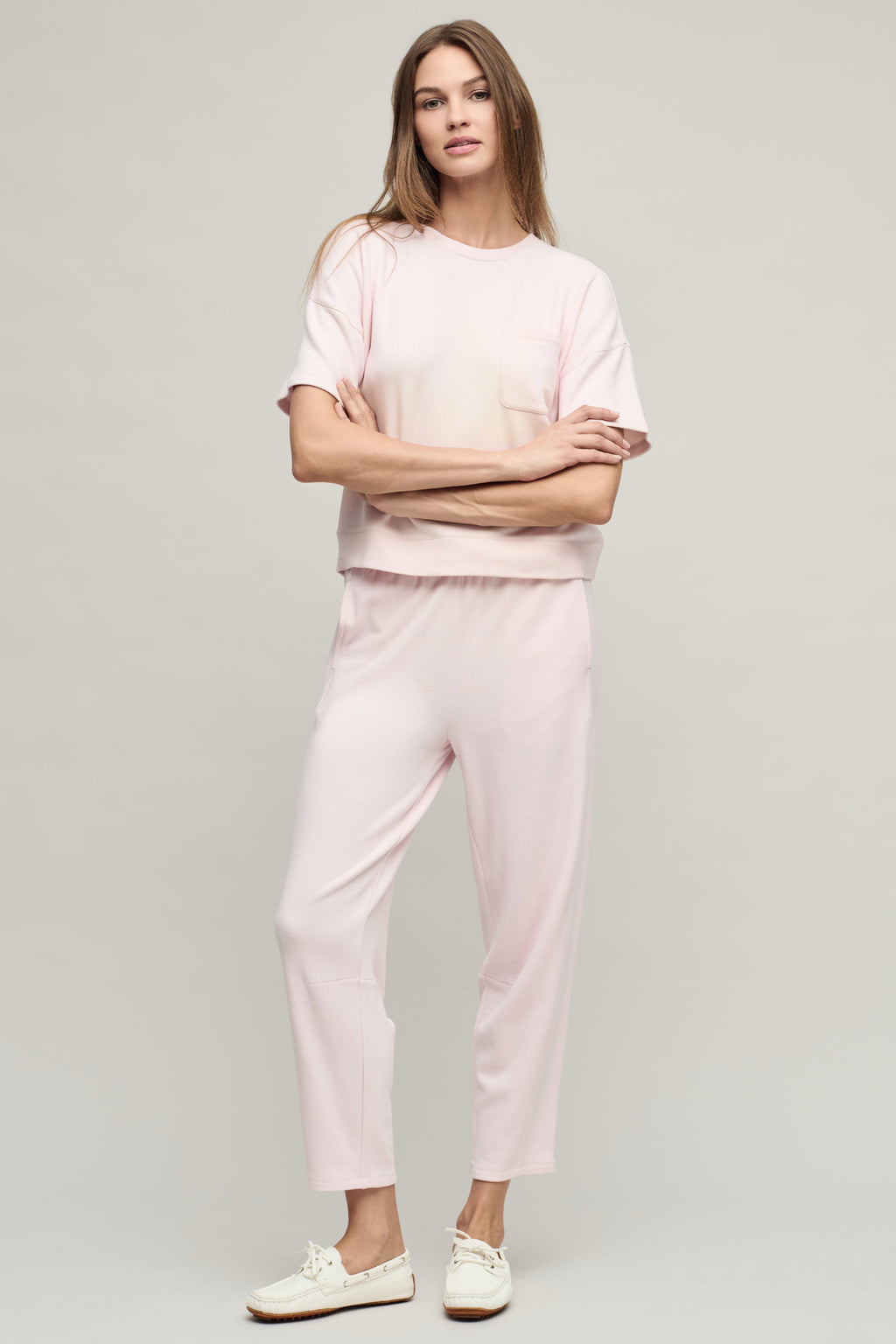Brushed Fleece Seamed Ankle Pant