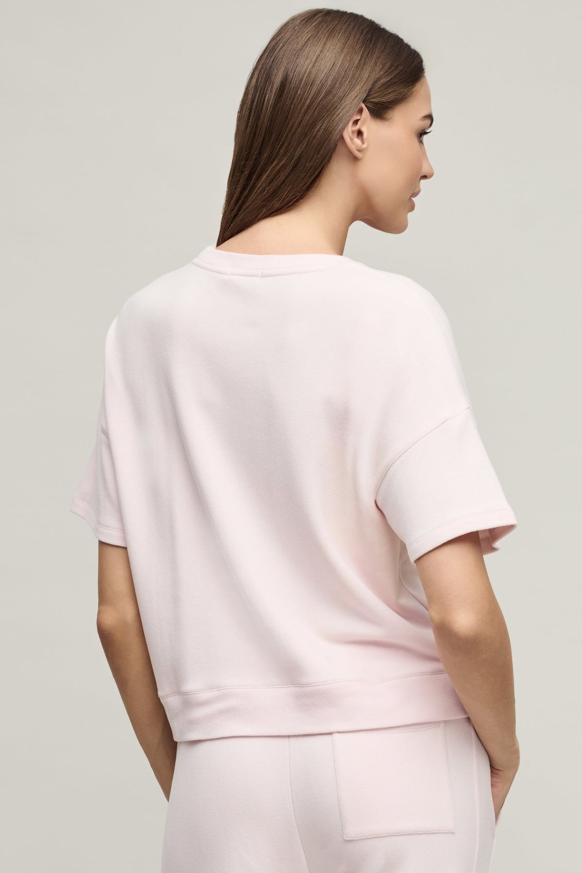 Brushed Fleece Short Sleeve Dropped Shoulder Pullover