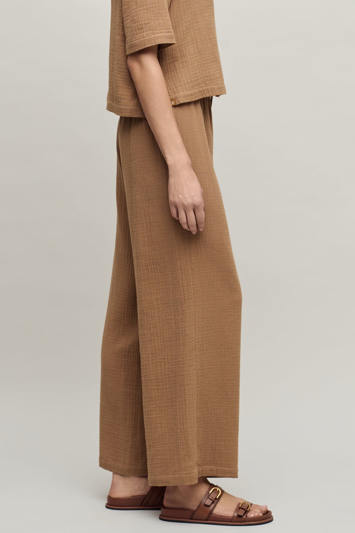 Cotton Gauze Wide Leg Pant