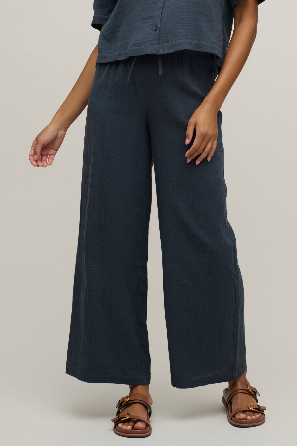 Cotton Gauze Wide Leg Pant