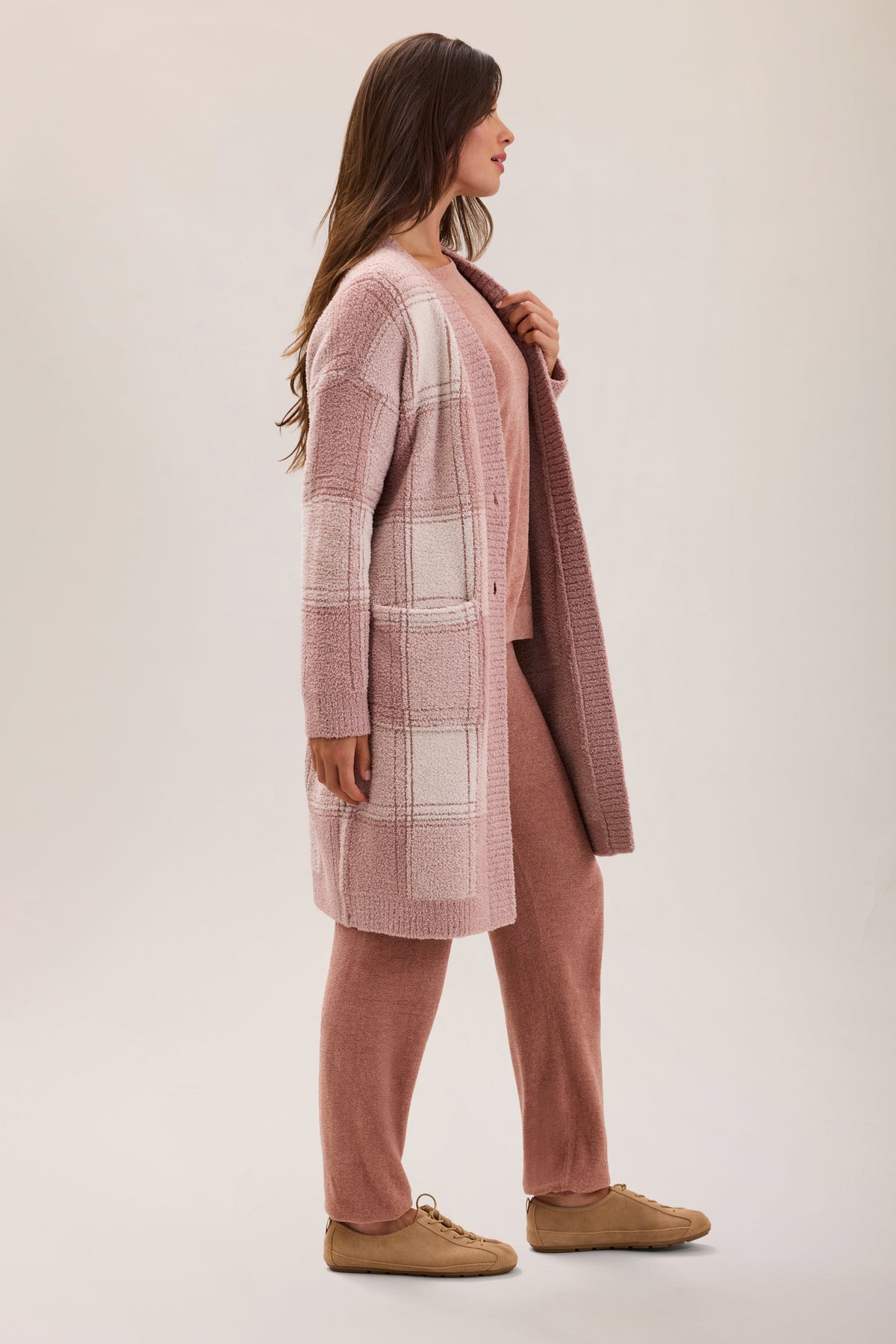 CozyChic® Cotton Buffalo Plaid Long Cardigan