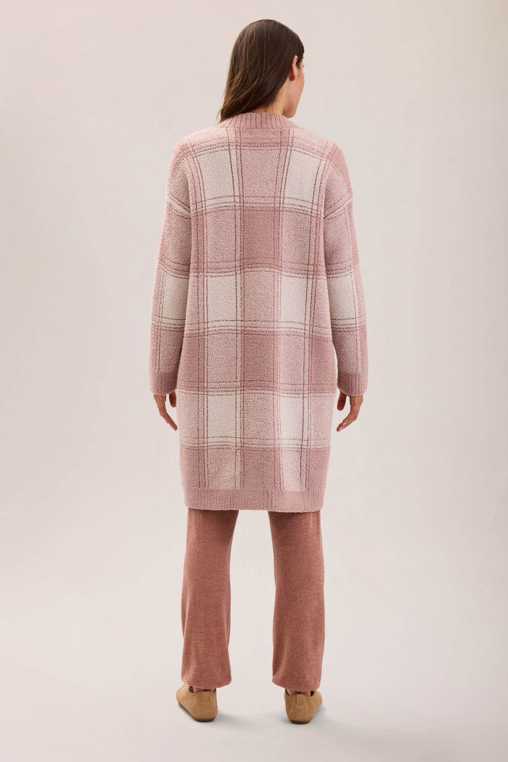 CozyChic® Cotton Buffalo Plaid Long Cardigan
