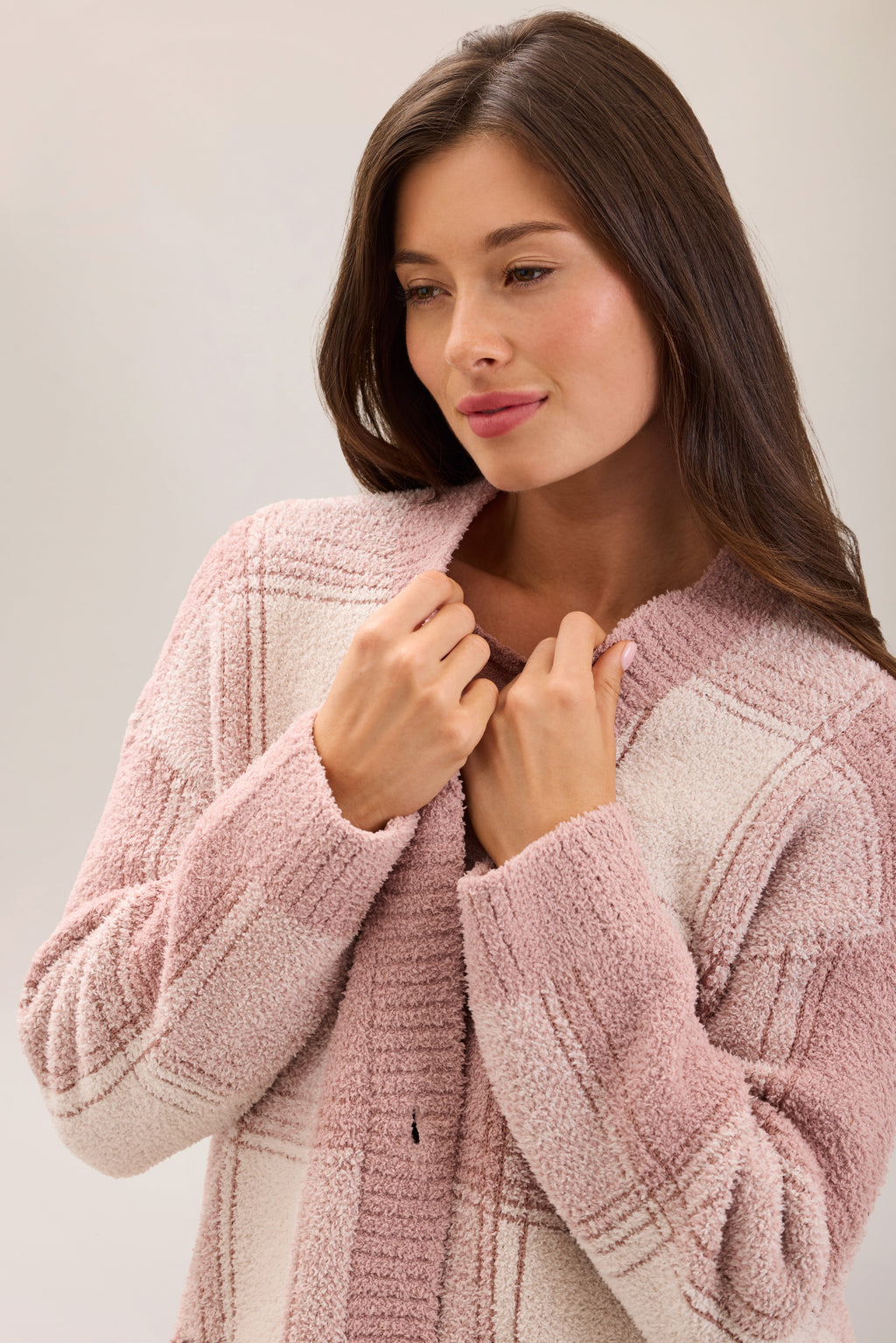 CozyChic® Cotton Buffalo Plaid Long Cardigan