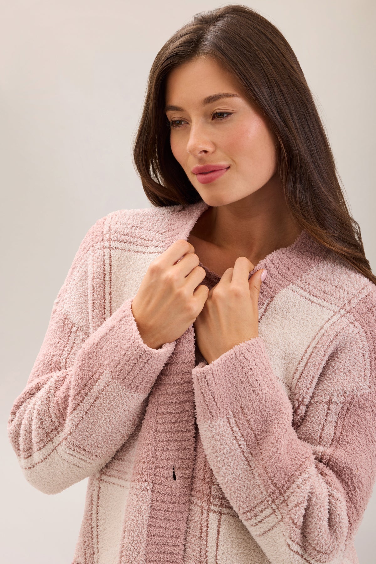 CozyChic® Cotton Buffalo Plaid Long Cardigan