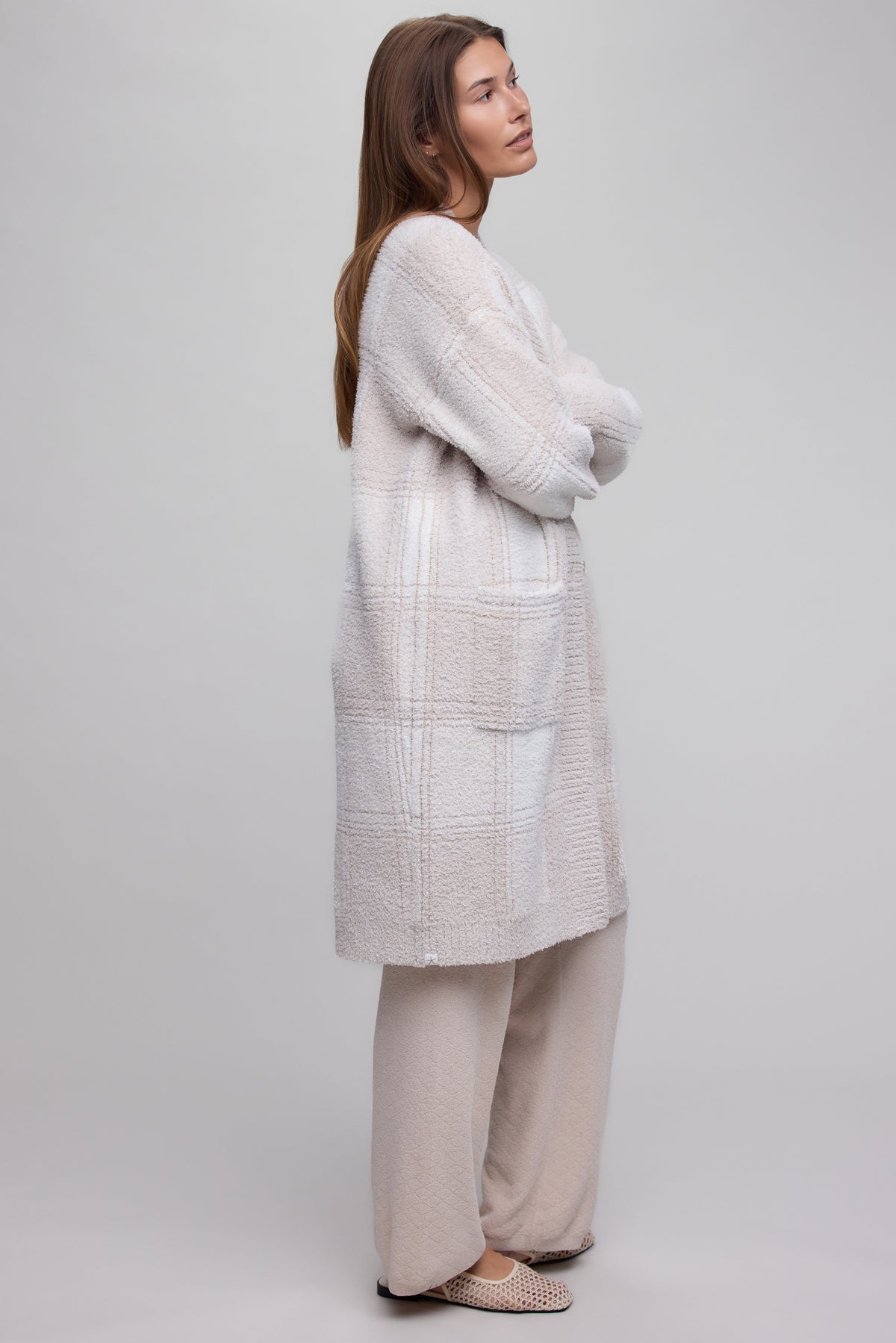 CozyChic® Cotton Buffalo Plaid Long Cardigan