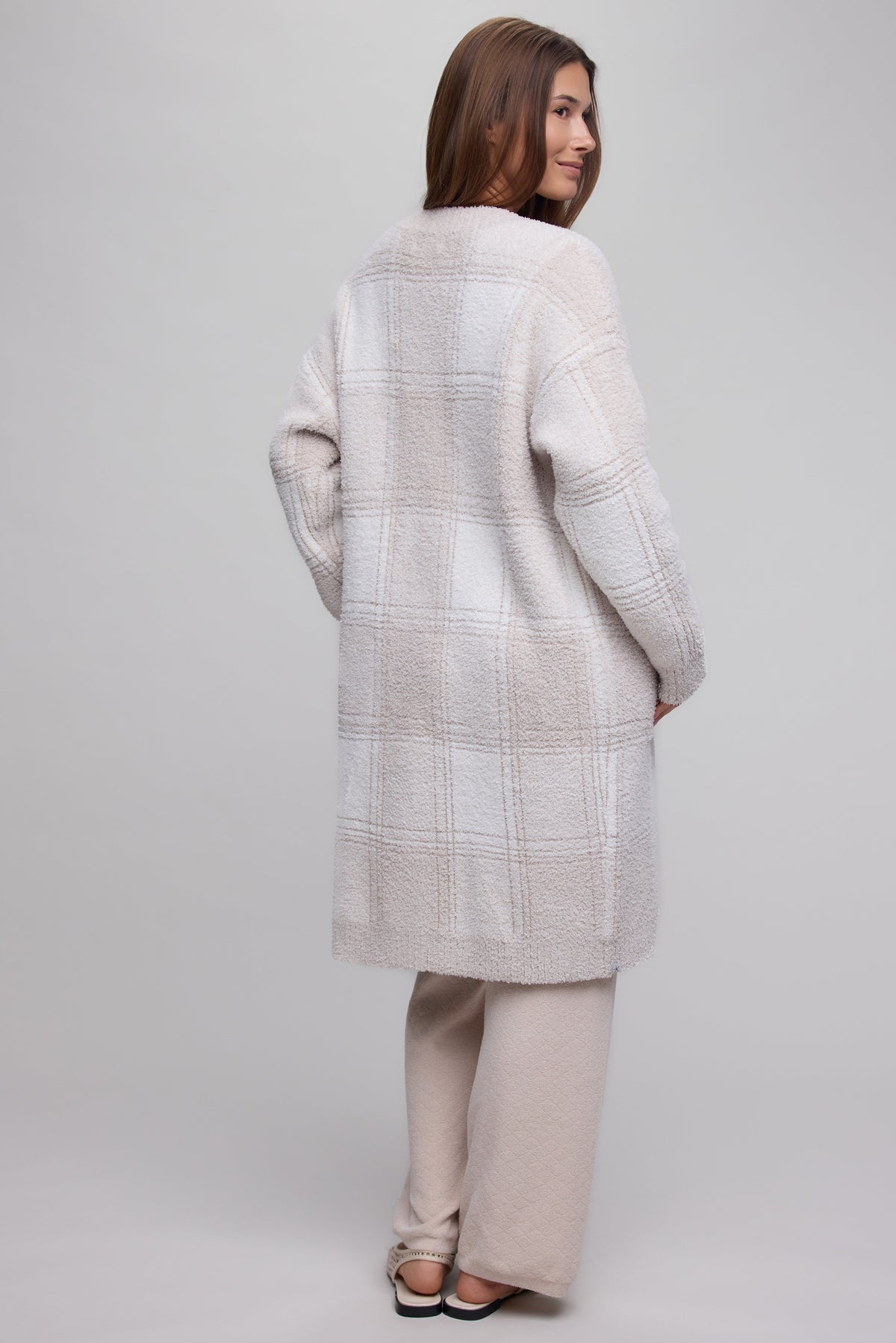 CozyChic® Cotton Buffalo Plaid Long Cardigan
