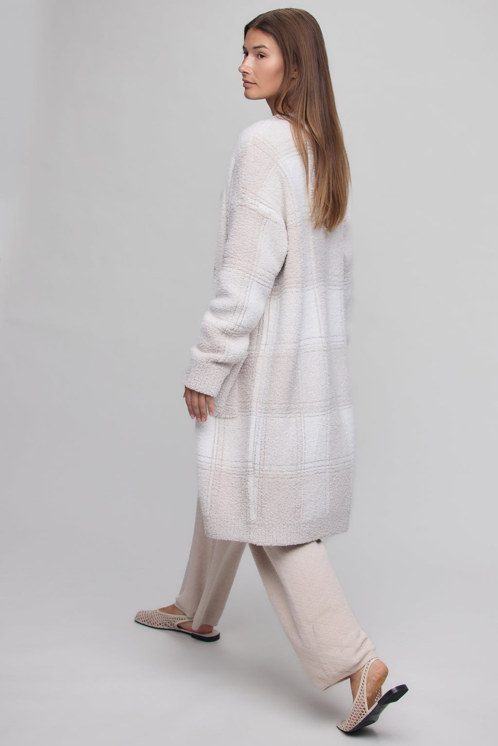 CozyChic® Cotton Buffalo Plaid Long Cardigan