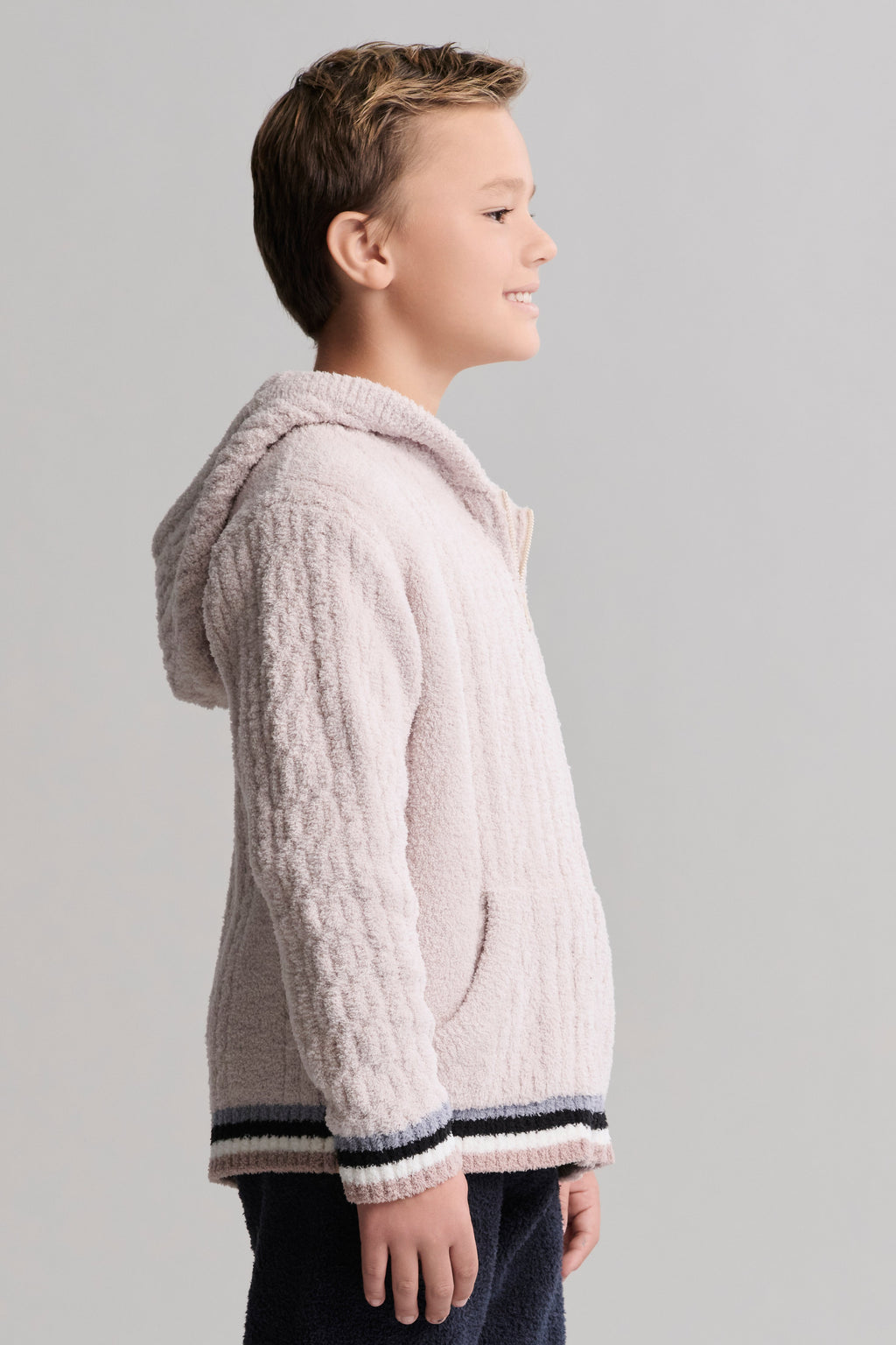 CozyChic® Youth Sporty Rib Cable Zip Hoodie