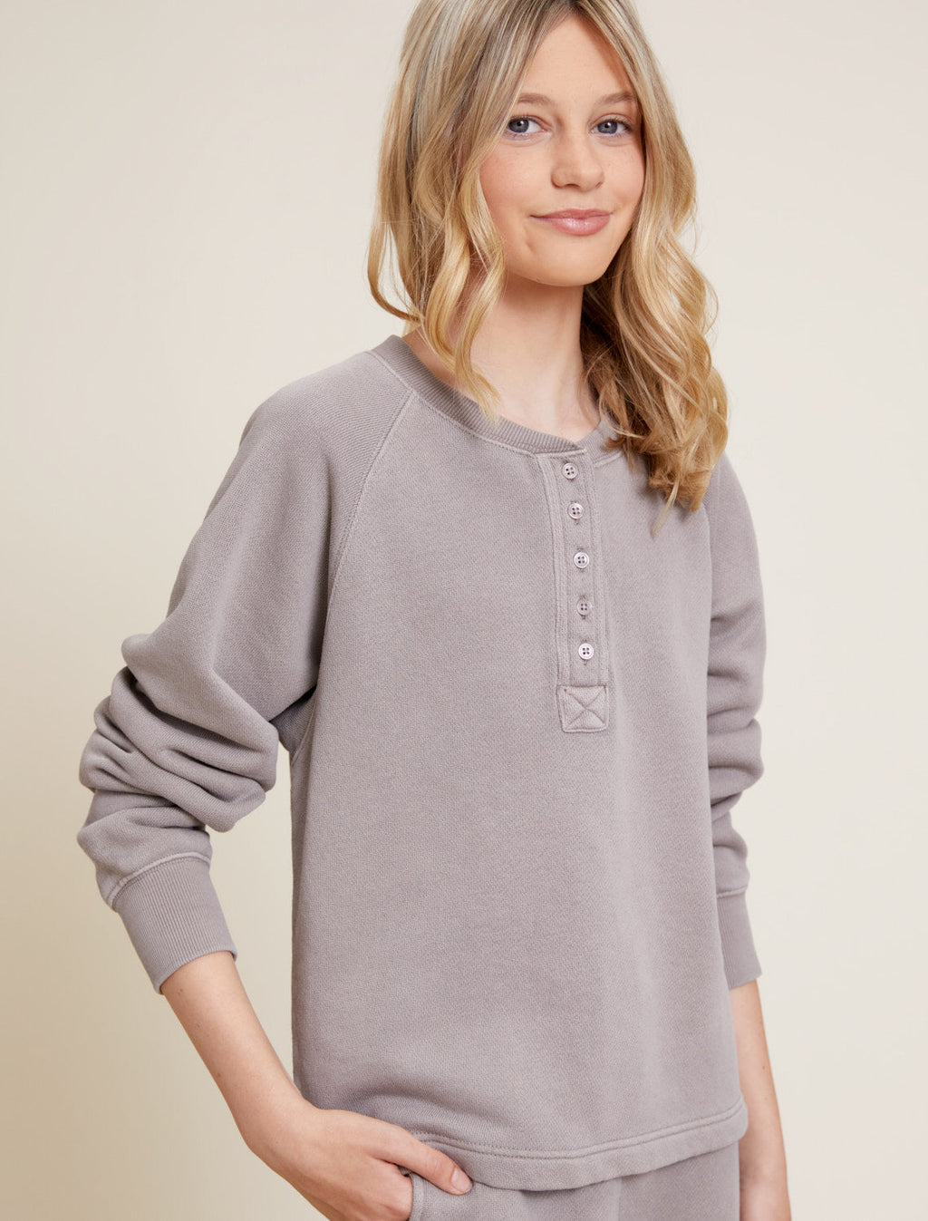 Malibu Collection® Youth Brushed Terry Henley Pullover