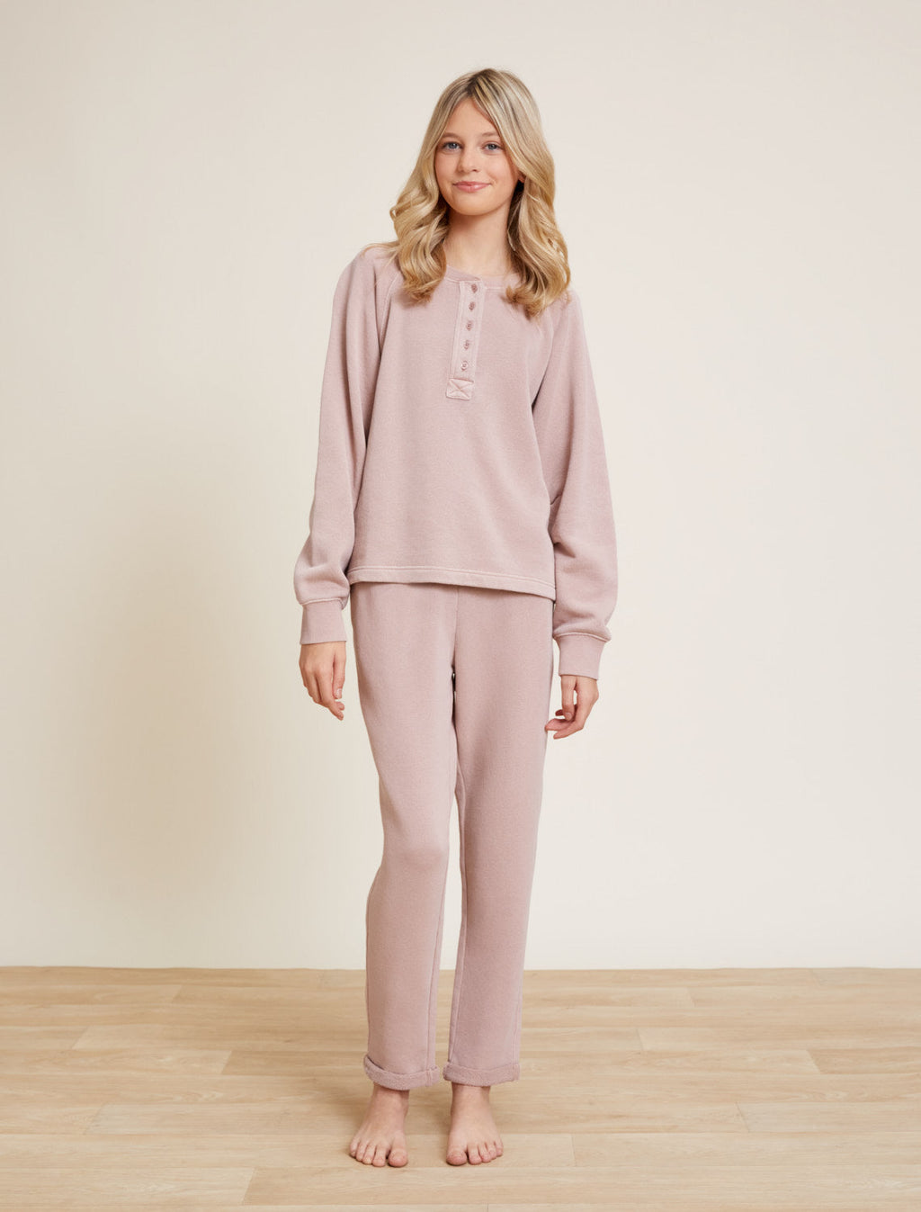 Malibu Collection® Youth Brushed Terry Henley Pullover