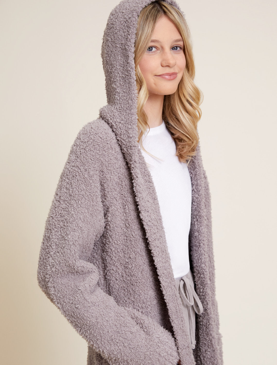 CozyChic® Boucle Youth Hooded Long Coatigan