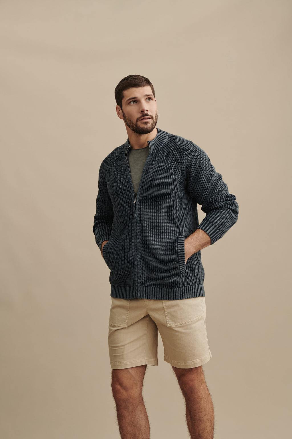 Sunbleach Zip Up Cardigan