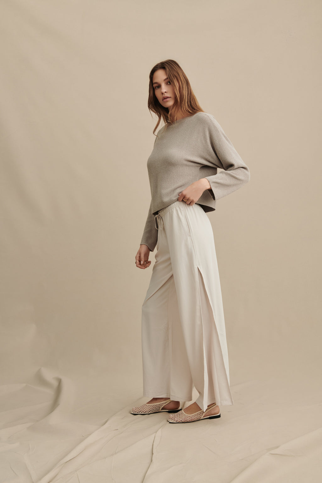 Matte Sateen Palazzo Pant