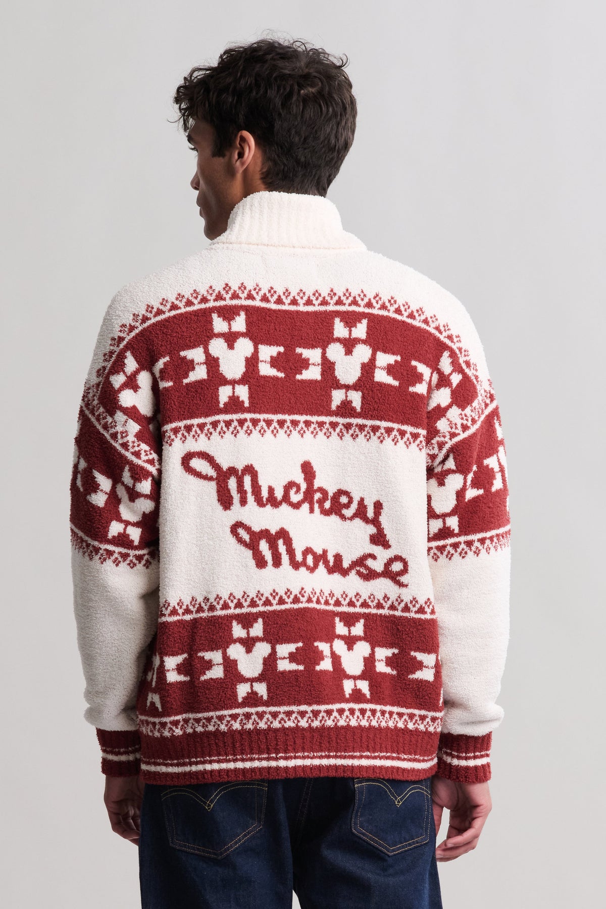 CozyChic® Unisex Disney Mickey Fair Isle Zip Sweater