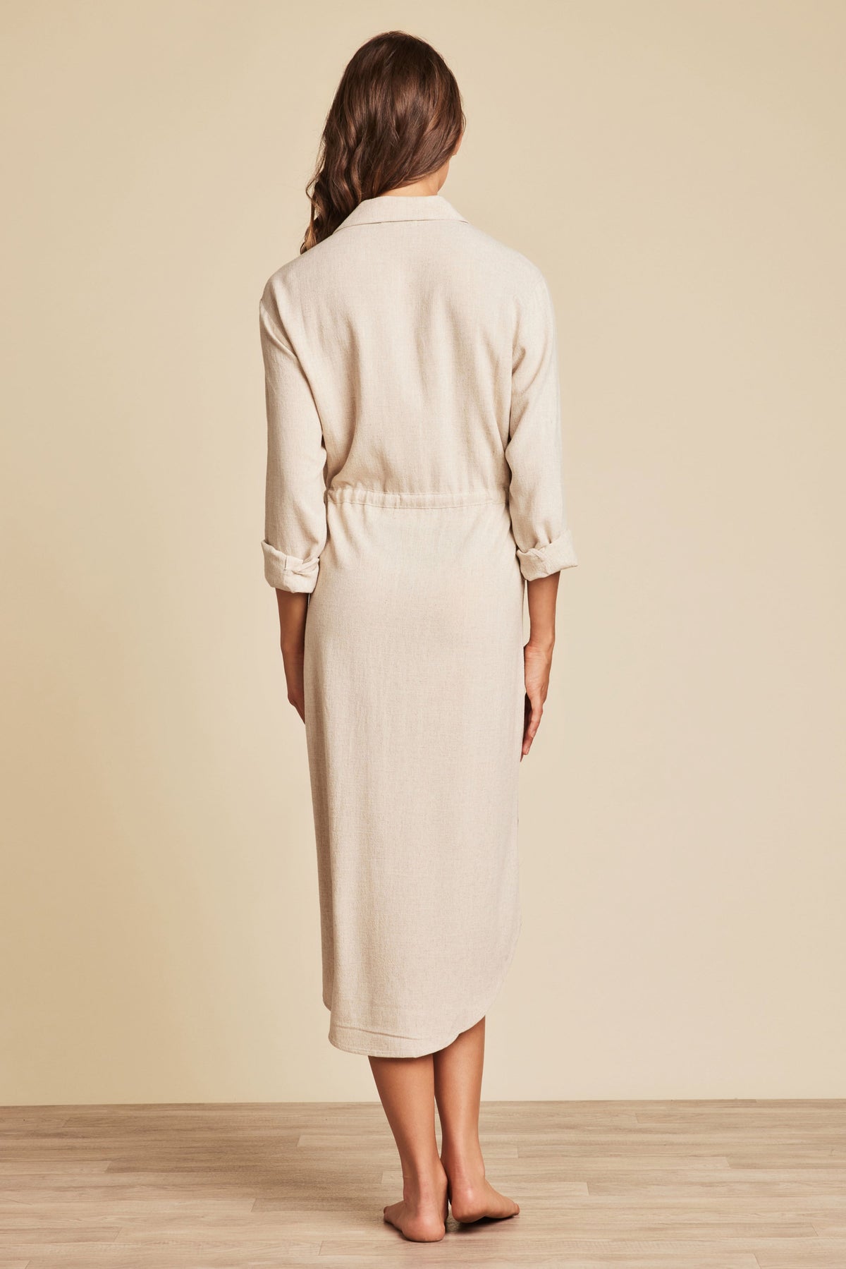 Linen Blend Cinched Shirtdress