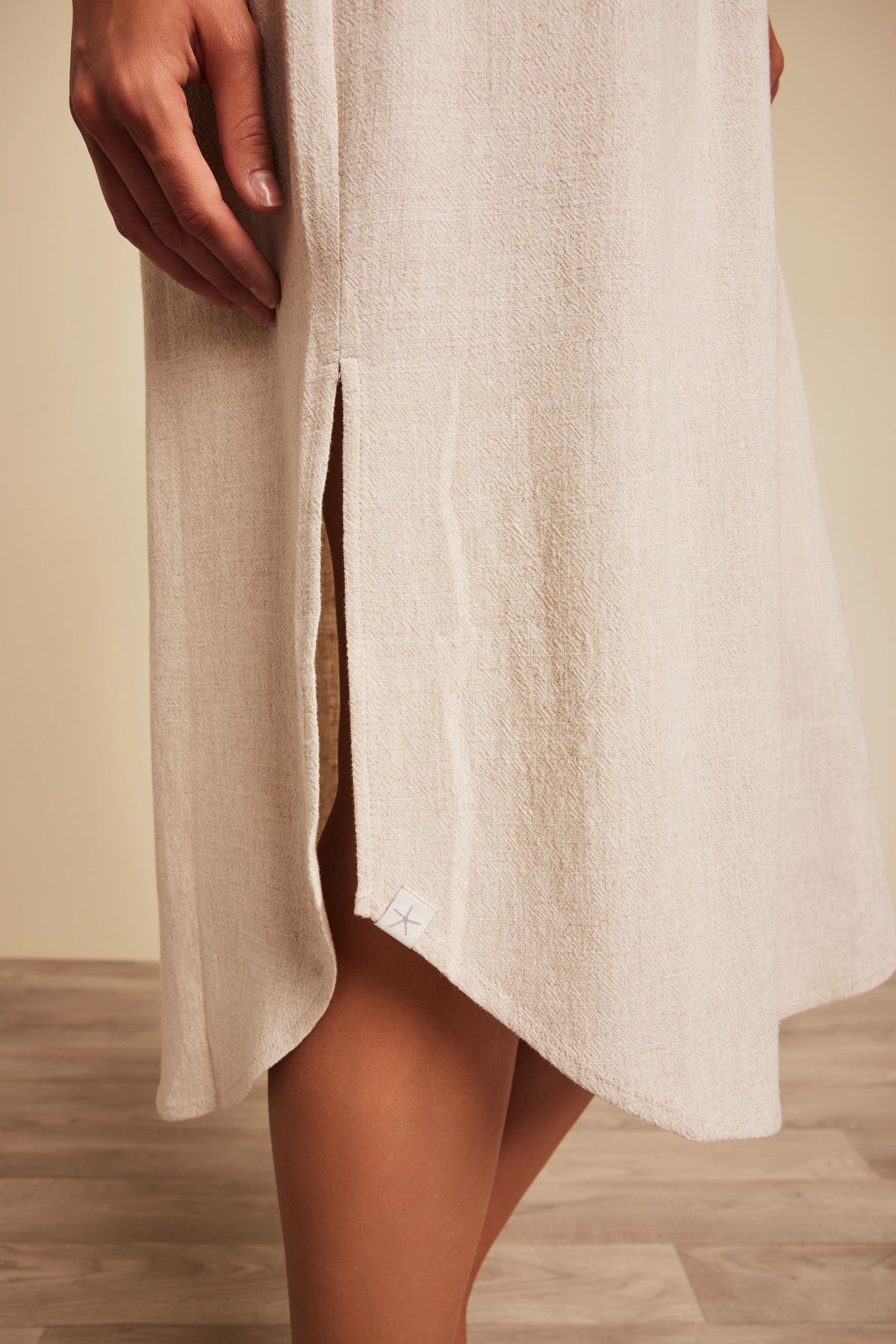 Linen Blend Cinched Shirtdress